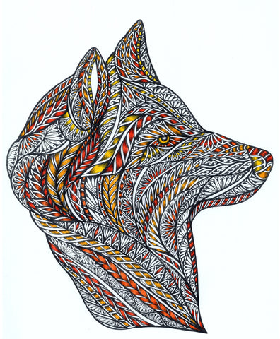 Coloured Wolf Piece